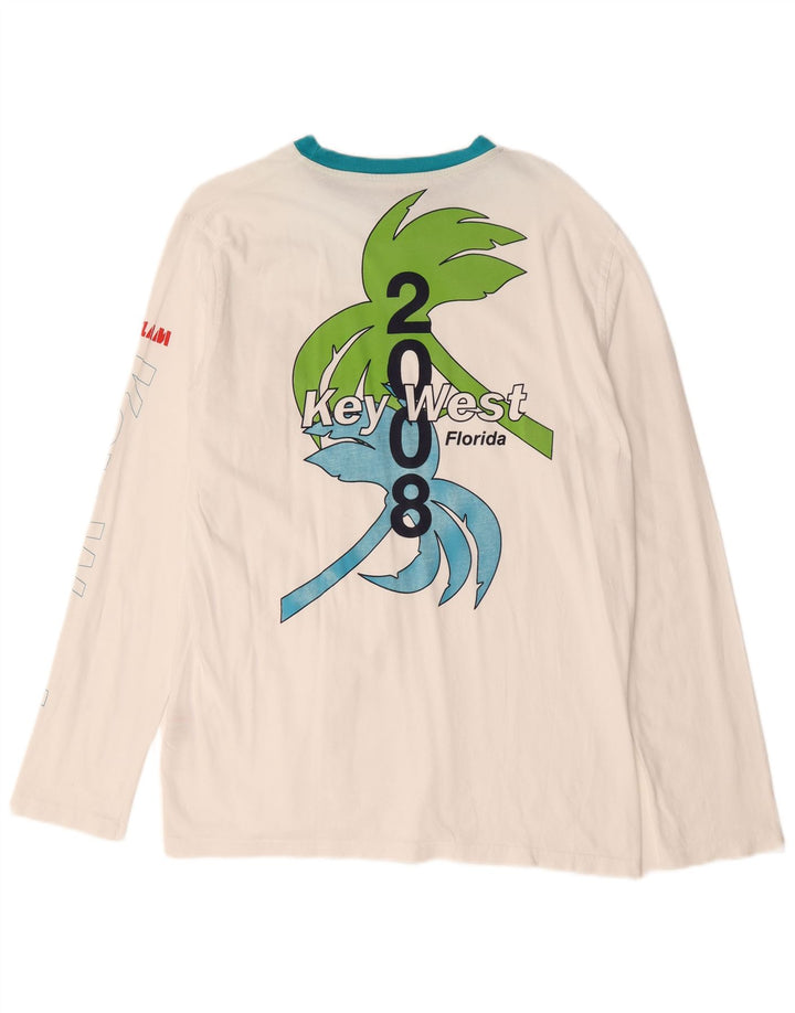 Slam Florida Graphic Top für Herren, langärmelig, groß, aus weißer Baumwolle