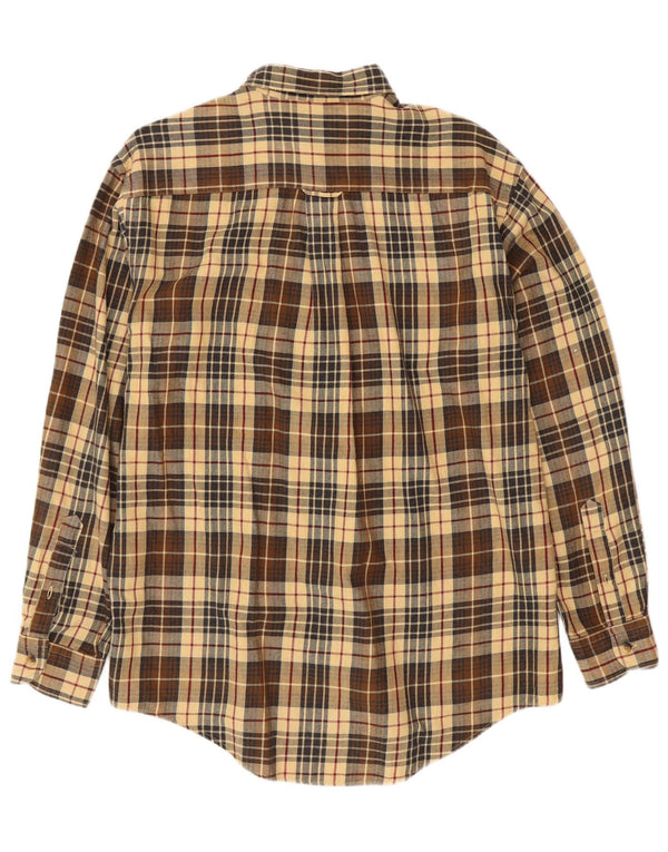 NAUTICA Mens Flannel Shirt Medium Brown Check Cotton