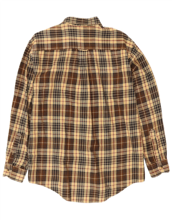 NAUTICA Herren-Flanellhemd aus mittelbraun karierter Baumwolle