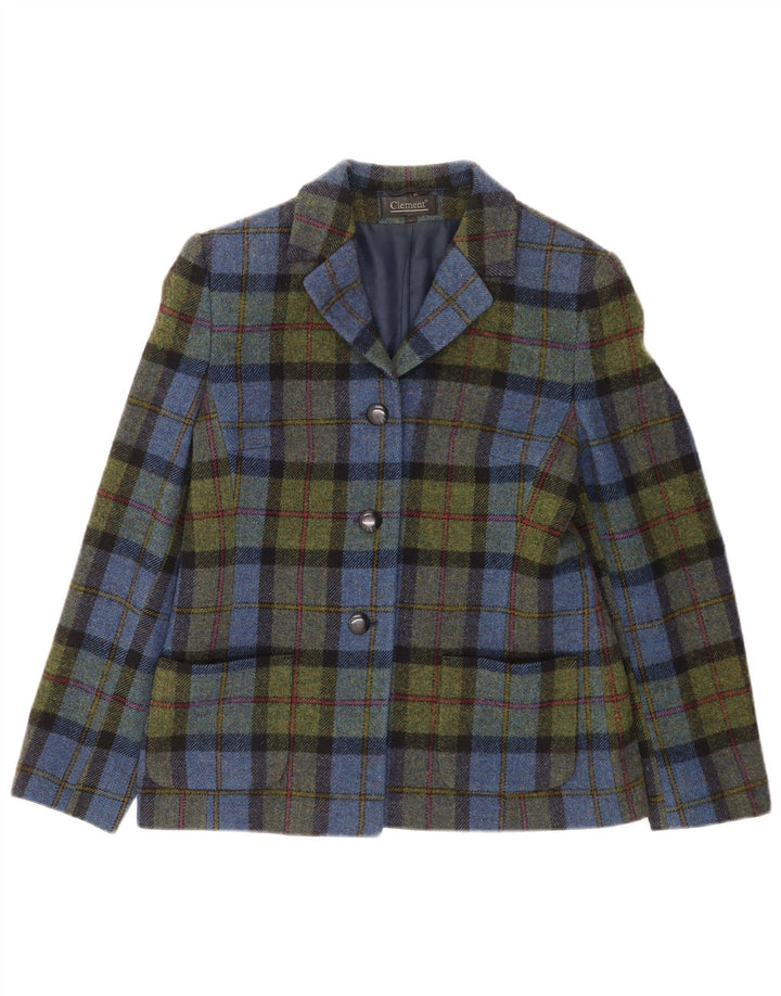 CLEMENT Damen-Blazerjacke mit 3 Knöpfen, EU 38, mittelgroß, mehrfarbig kariert
