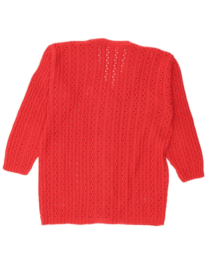 Vintage Damen V-Ausschnitt Pullover Pullover UK 16 Groß Rot