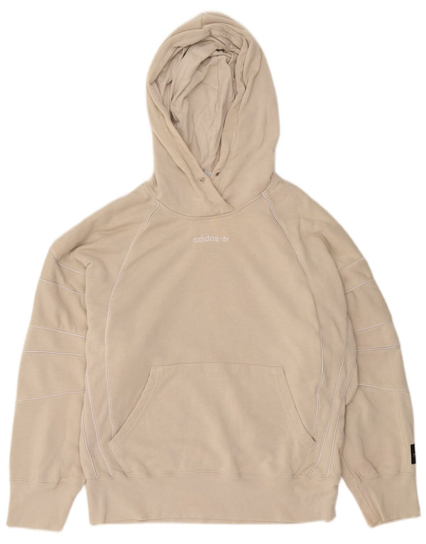 Adidas Damen Übergroßer Kapuzenpullover UK 10 Small Beige Baumwolle