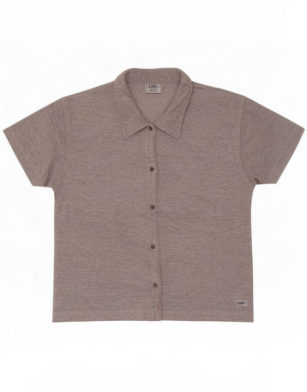 Lee Damen Kurzarmhemd UK 18 XL Grau gefleckte Baumwolle