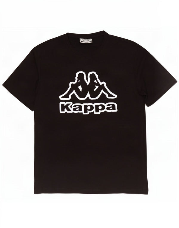 Kappa Herren Grafik T-Shirt Top 2XL Schwarz Baumwolle