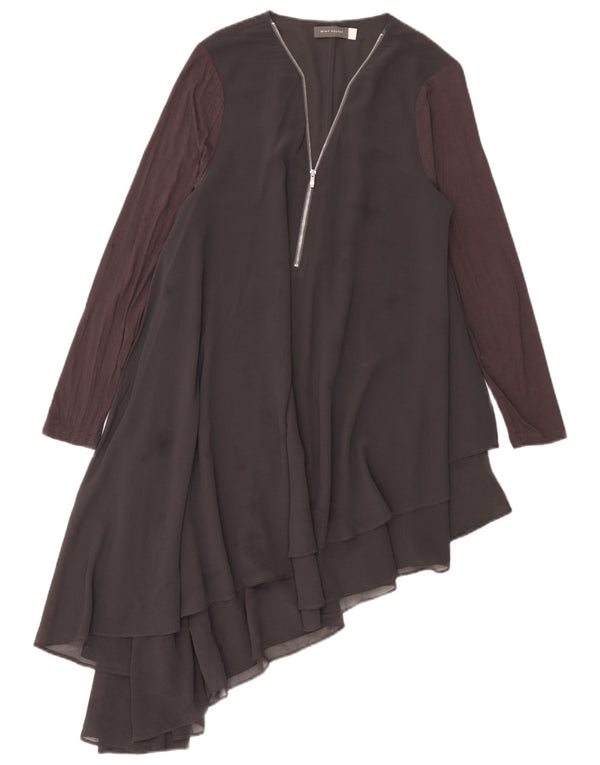MINT VELVET Asymmetrisches Damenkleid UK 16 Large Grauer Farbblock