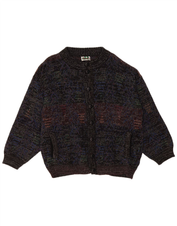 Vintage Herren-Cardigan-Pullover, große marineblau gefleckte Wolle