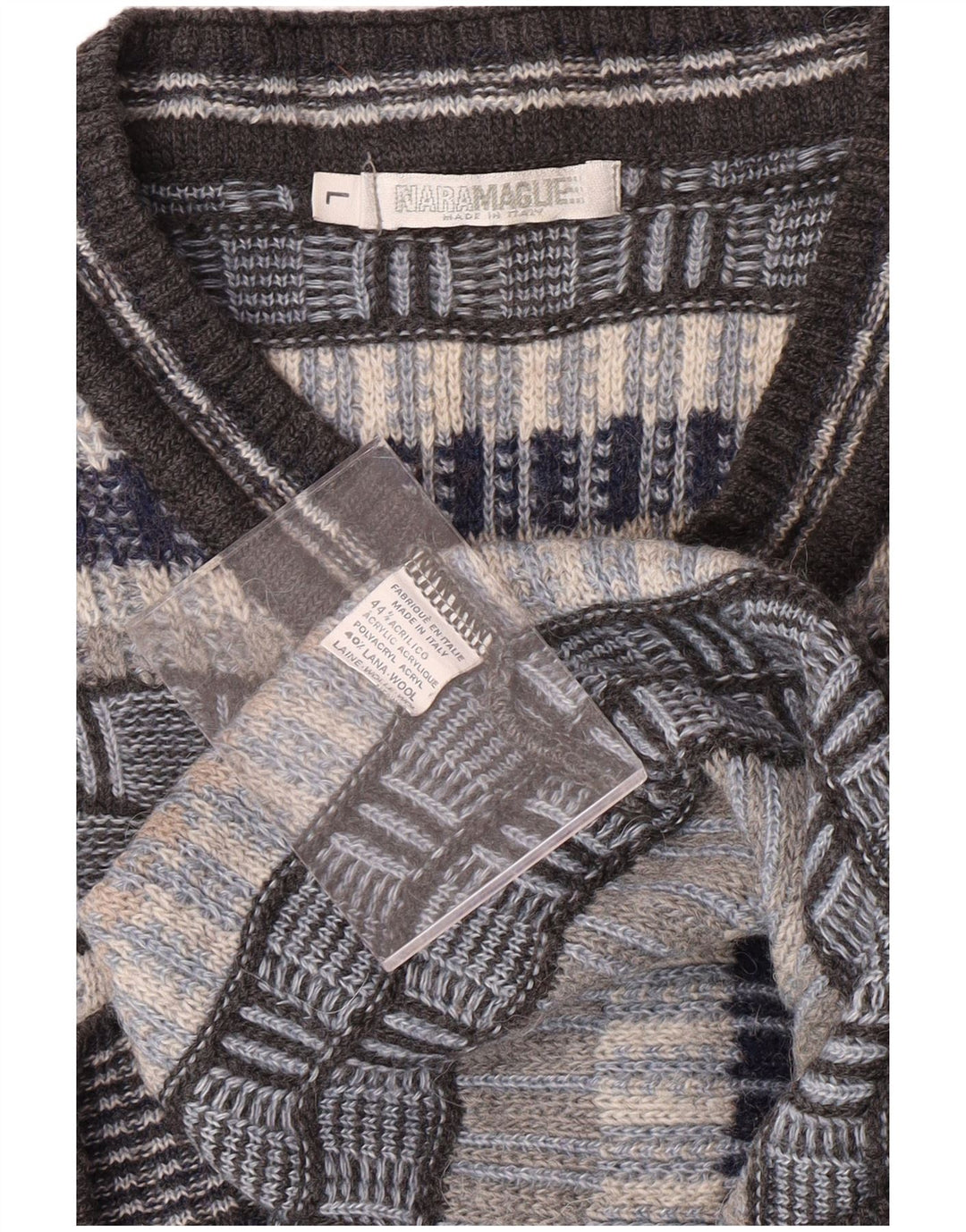 NARAMAGLIE Herren-Pullover mit V-Ausschnitt, groß, blau gestreift, Acryl