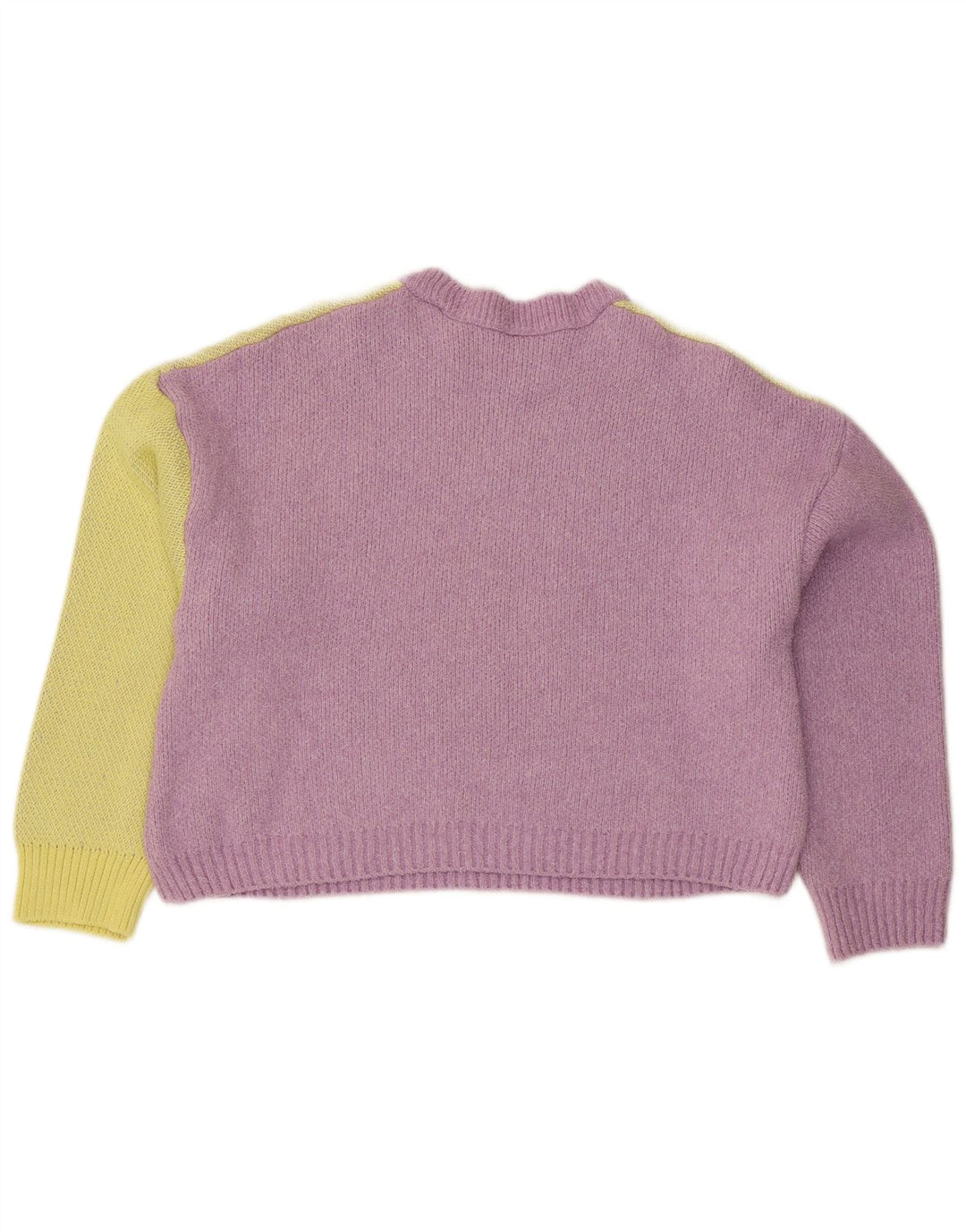Zara Damen Pullover mit grafischem Rundhalsausschnitt, Gr. 12, Mittelviolett