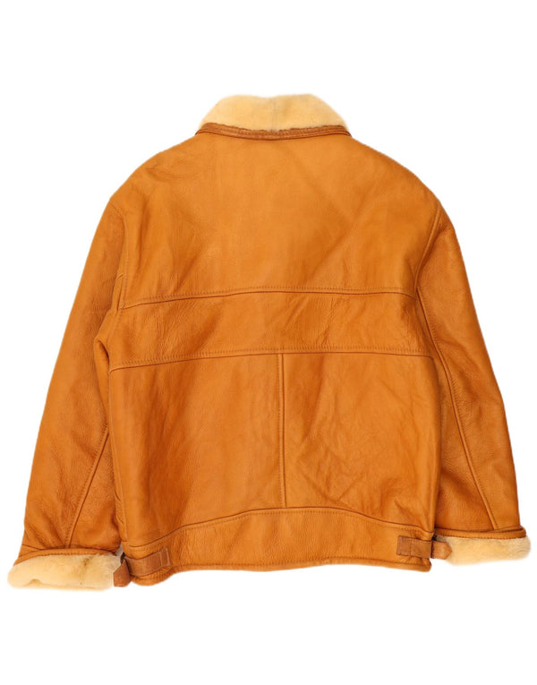 VINTAGE Herren Shearling Jacke IT 52 XL Beige Shearling