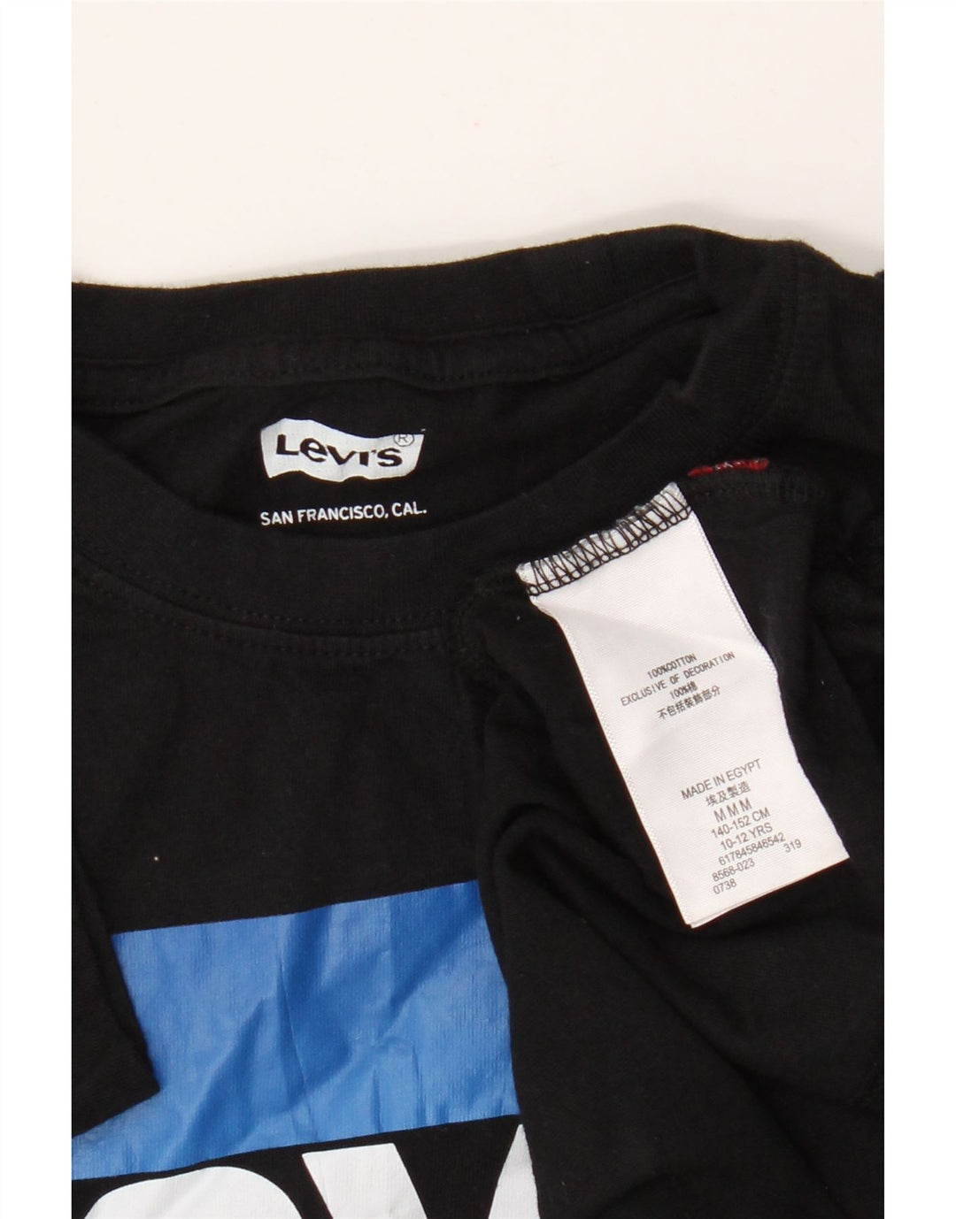 Levi's Jungen-T-Shirt mit Grafik, 10–11 Jahre, mittelgroß, schwarze Baumwolle