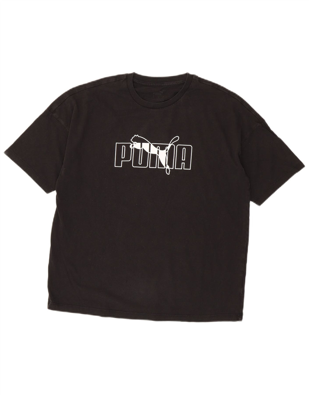 Puma Damen Graphic T-Shirt Top UK 14 Medium Schwarz