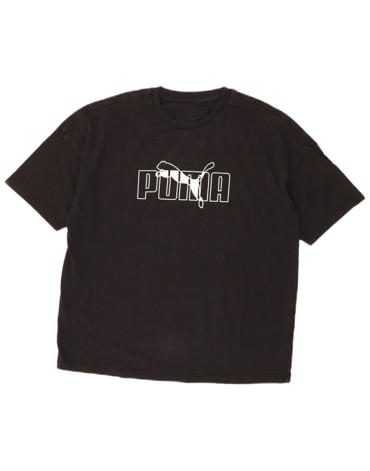 Puma Damen Graphic T-Shirt Top UK 14 Medium Schwarz