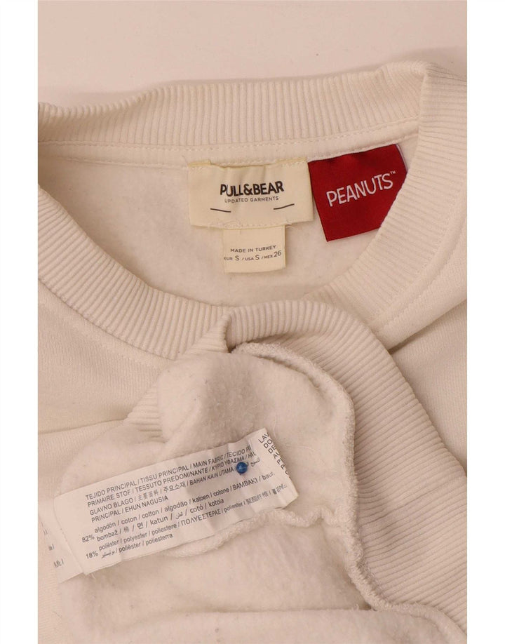 Pull & Bear Damen-Sweatshirt mit Peanuts-Grafik, Gr. 10, Größe S, Weiß