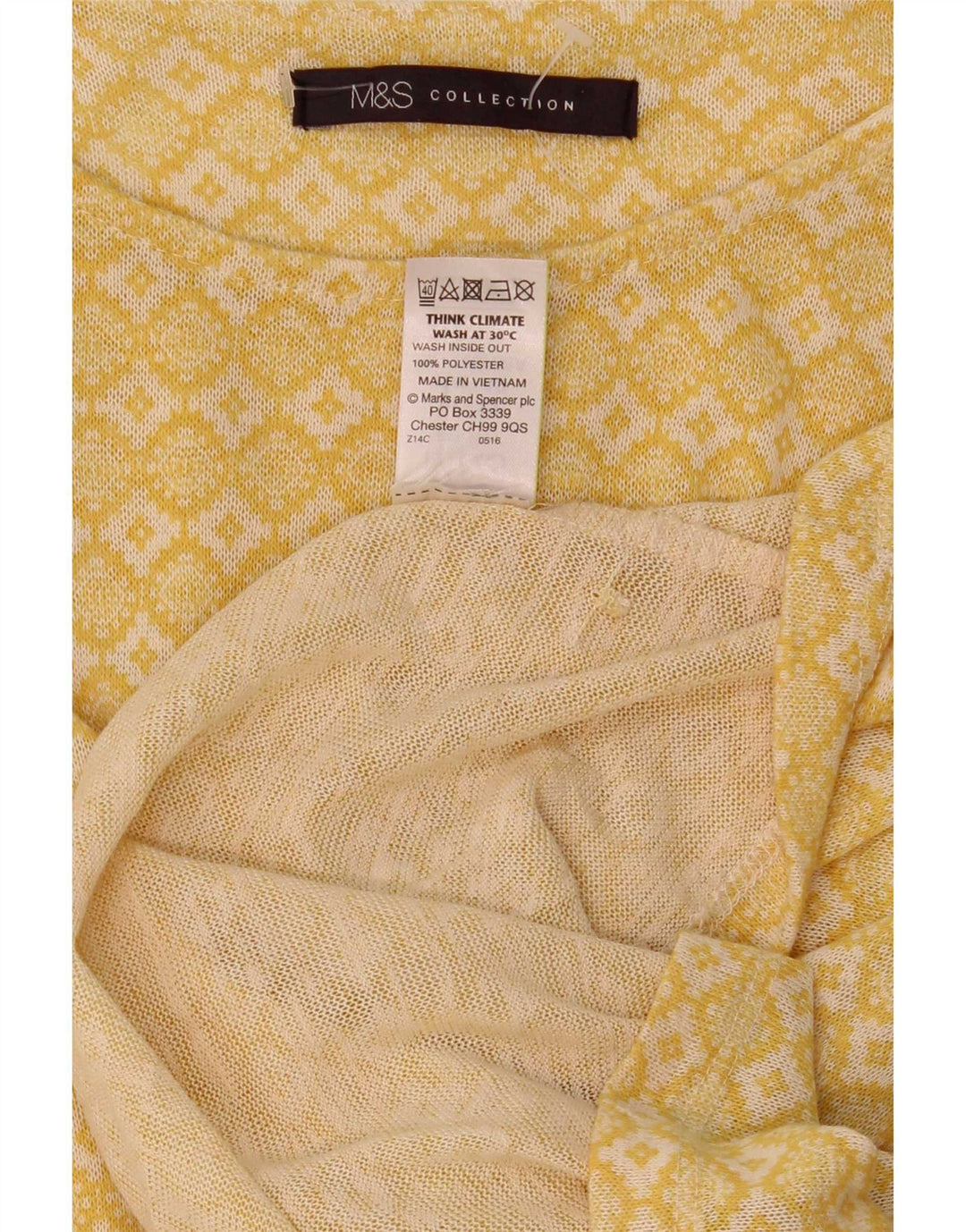 Marks & Spencer Damen-Top, 3/4-Ärmel, UK 12, mittelgelb, geometrisch