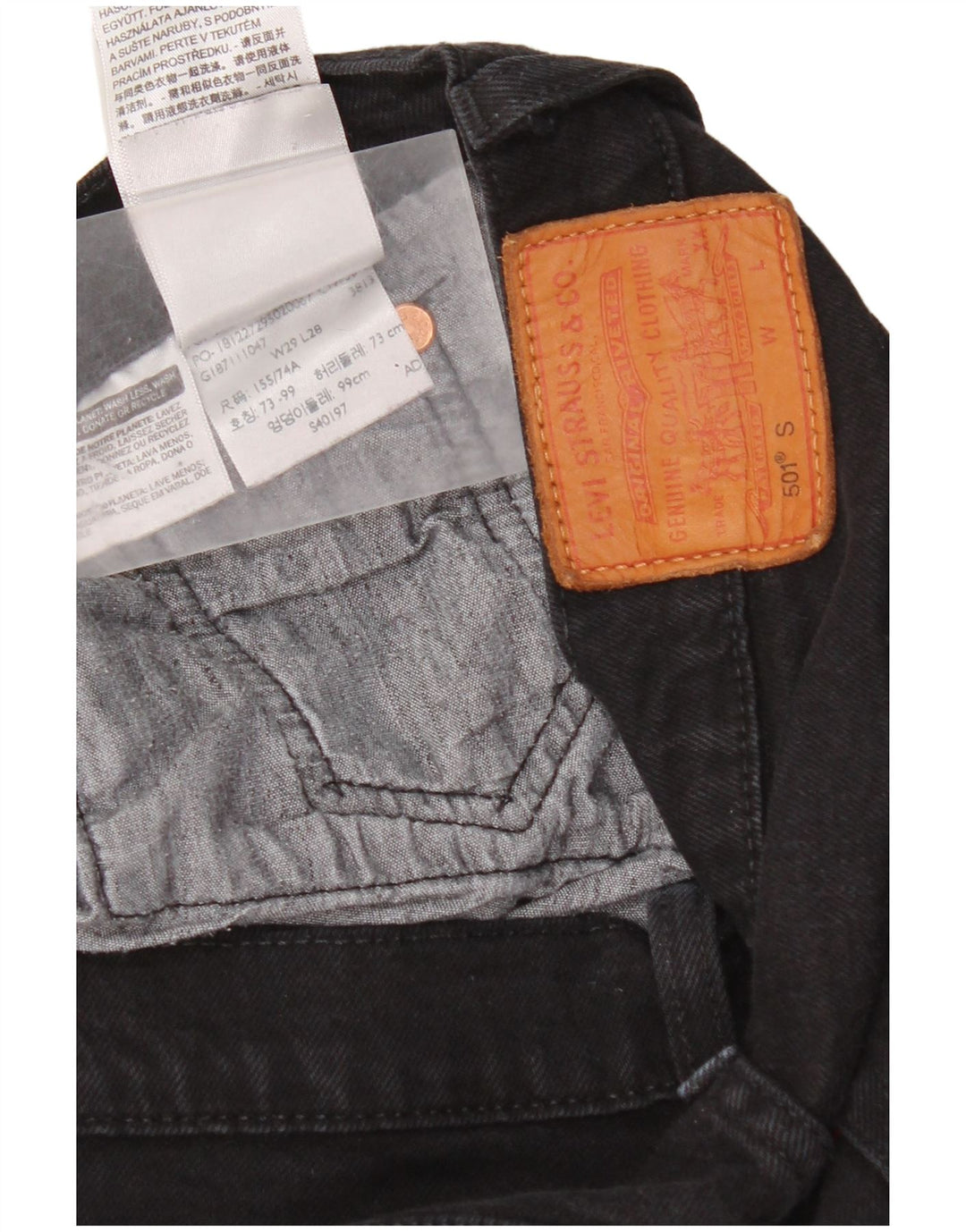 Levi's Herren 501 Straight Jeans W29 L28 Schwarze Baumwolle