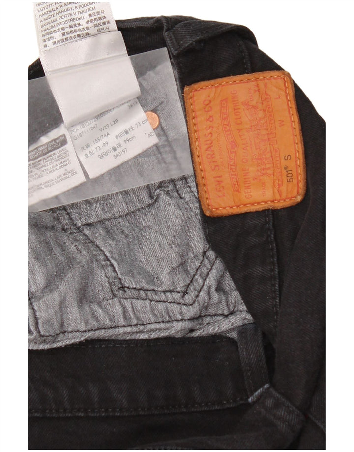 Levi's Herren 501 Straight Jeans W29 L28 Schwarze Baumwolle