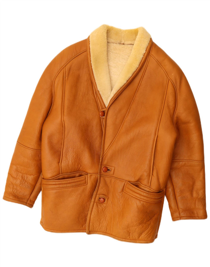 Vintage Herren Shearling Jacke UK 42 XL Beige