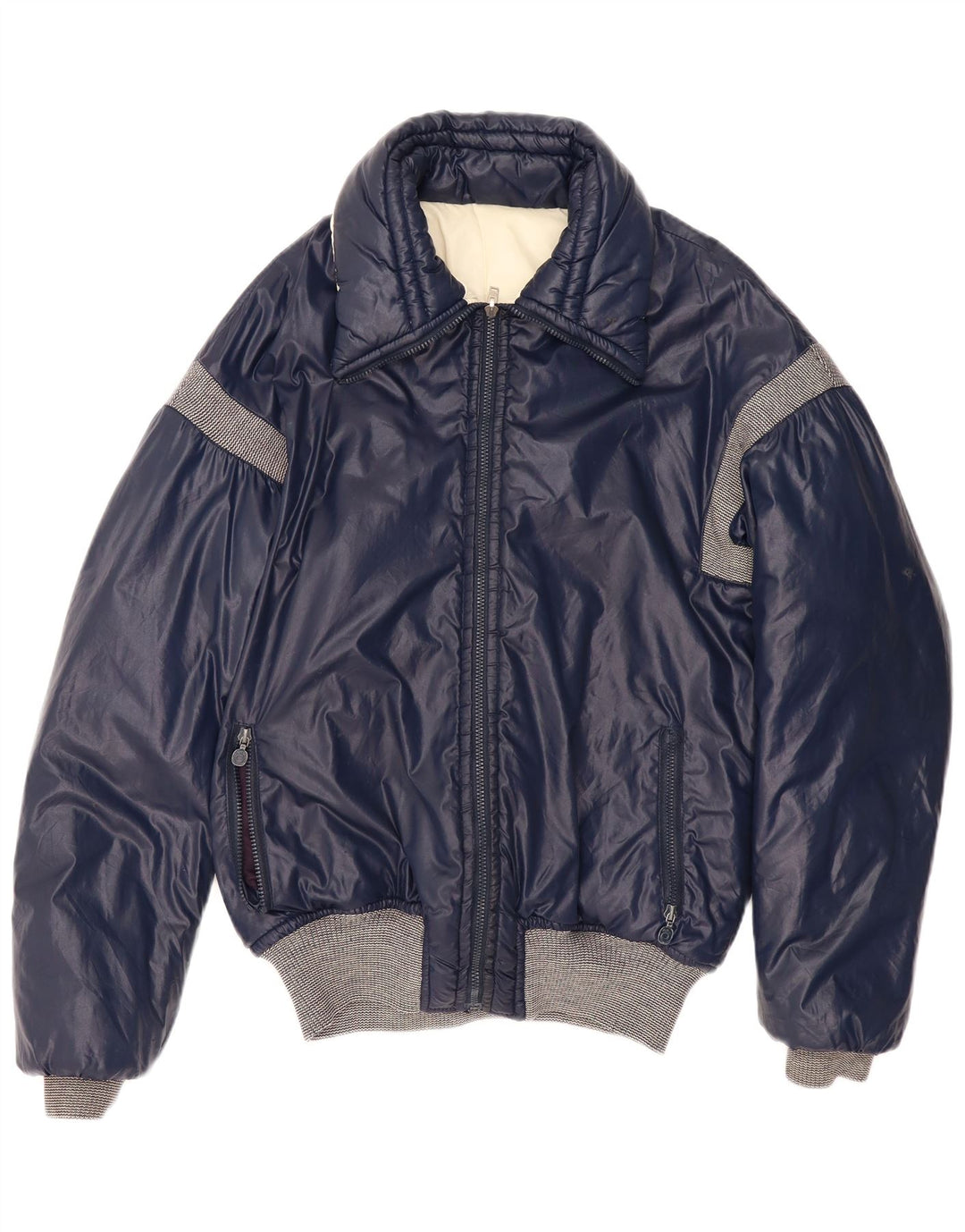 Vintage Herren Wattierte Jacke UK 40 Groß Marineblau Farbblock