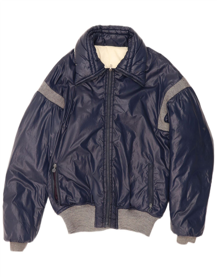 Vintage Herren Wattierte Jacke UK 40 Groß Marineblau Farbblock