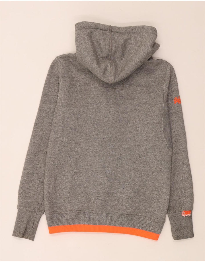 Superdry Herren-Kapuzenpullover mit Reißverschluss, mittelgraue Blockfarben-Baumwolle