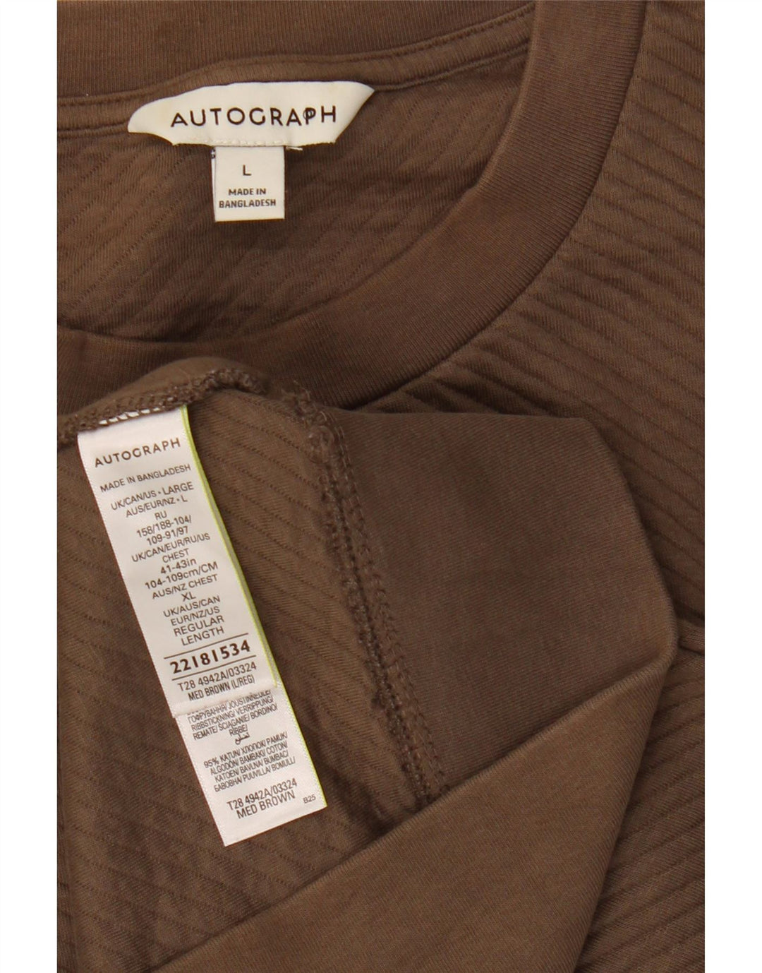 Marks & Spencer Herren-Sweatshirt „Autograph“, groß, aus brauner Baumwolle