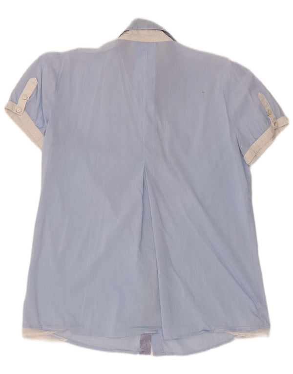 Marella Damen Kurzarm-Smokinghemd IT 44 Mittelblauer Farbblock