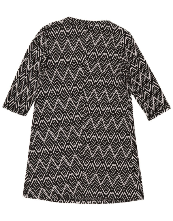 Zara Damen-Pulloverkleid mit 3/4-Ärmeln, Größe M, Schwarz, geometrisch