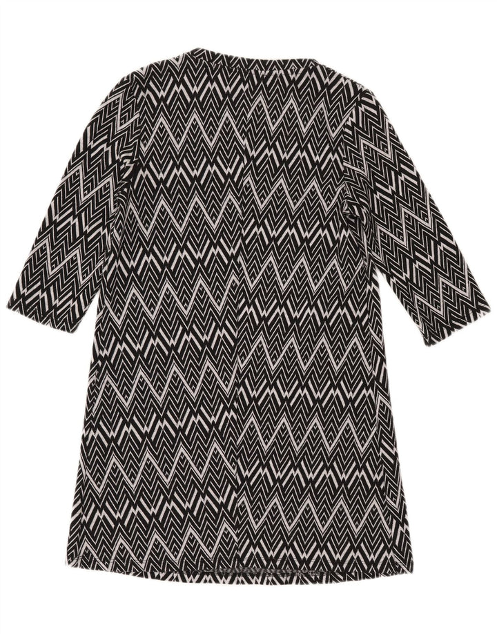 Zara Damen-Pulloverkleid mit 3/4-Ärmeln, Größe M, Schwarz, geometrisch