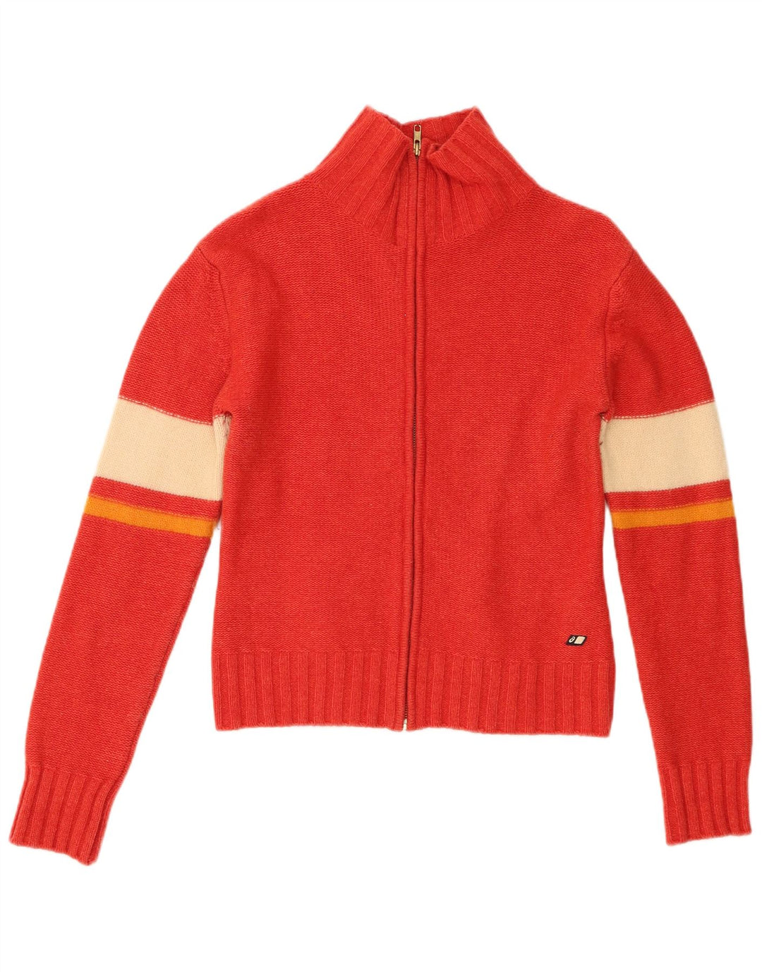 Asics Damen-Cardigan-Pullover UK 10 Kleine rote Farbblock-Lammwolle