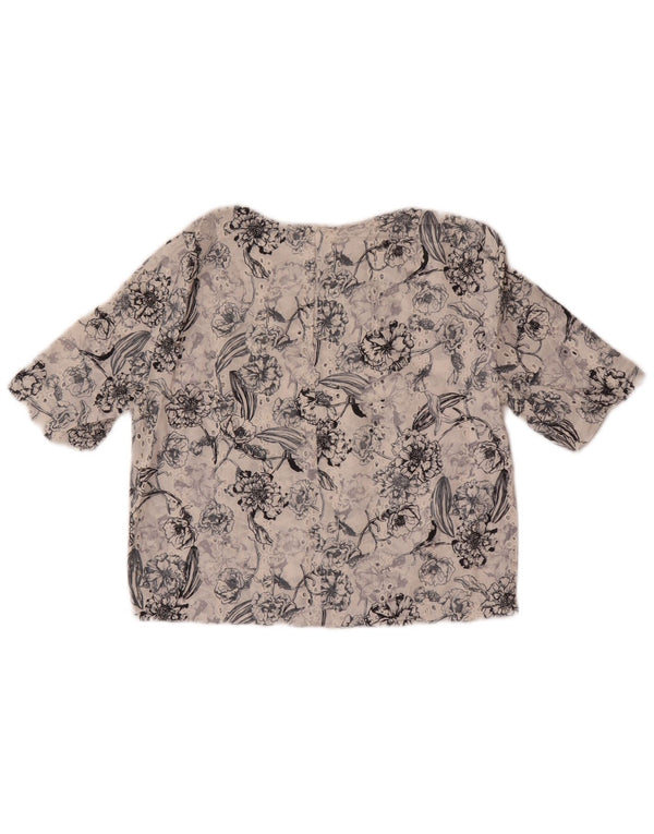 Zara Damen Crop Bluse Top UK 6 XS Weiß geblümt