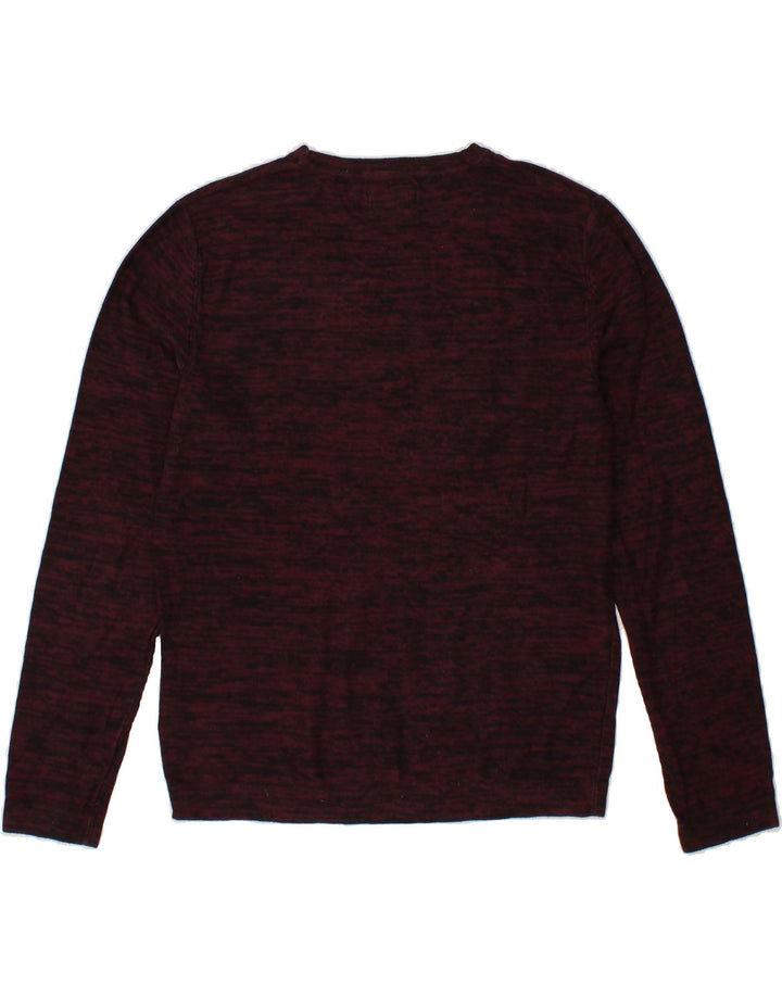 JACK & JONES Mens Top Long Sleeve Medium Burgundy Flecked Cotton Vintage Jack & Jones and Second-Hand Jack & Jones from Messina Hembry 