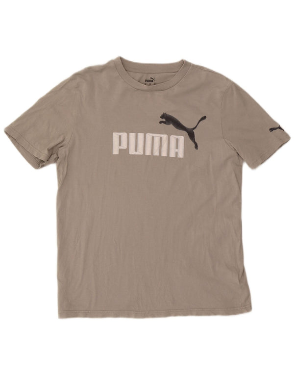 Puma Herren Grafik-T-Shirt-Oberteil aus mittelgrauer Baumwolle