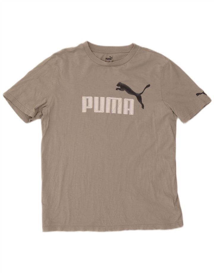 Puma Herren Grafik-T-Shirt-Oberteil aus mittelgrauer Baumwolle