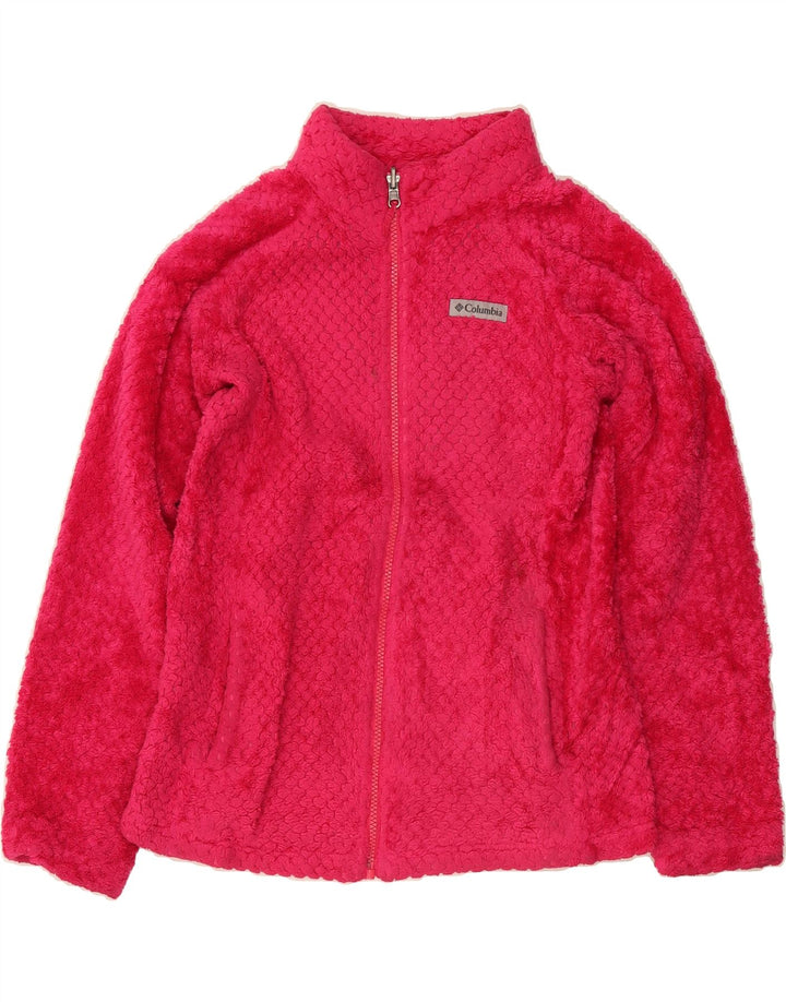 COLUMBIA Girls Fleece Jacket 14-15 Years Large Pink Polyester Vintage Columbia and Second-Hand Columbia from Messina Hembry 