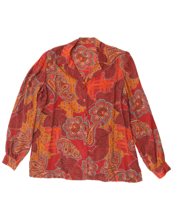 Vintage Damen Hemdbluse UK 14 Großes rotes Paisley