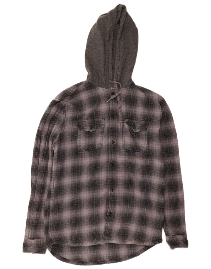 Quiksilver Herren-Flanellhemd mit Kapuze, klein, grau kariert, Baumwolle