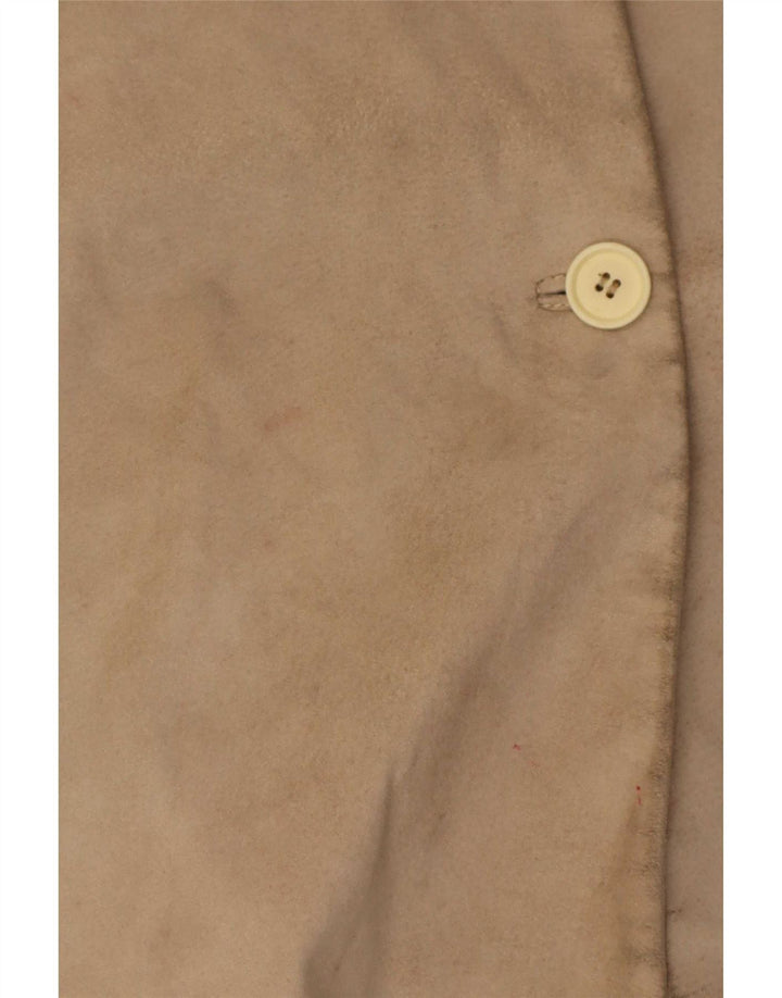 Vintage Damen Wildledermantel UK 10 Kleines Beige Leder