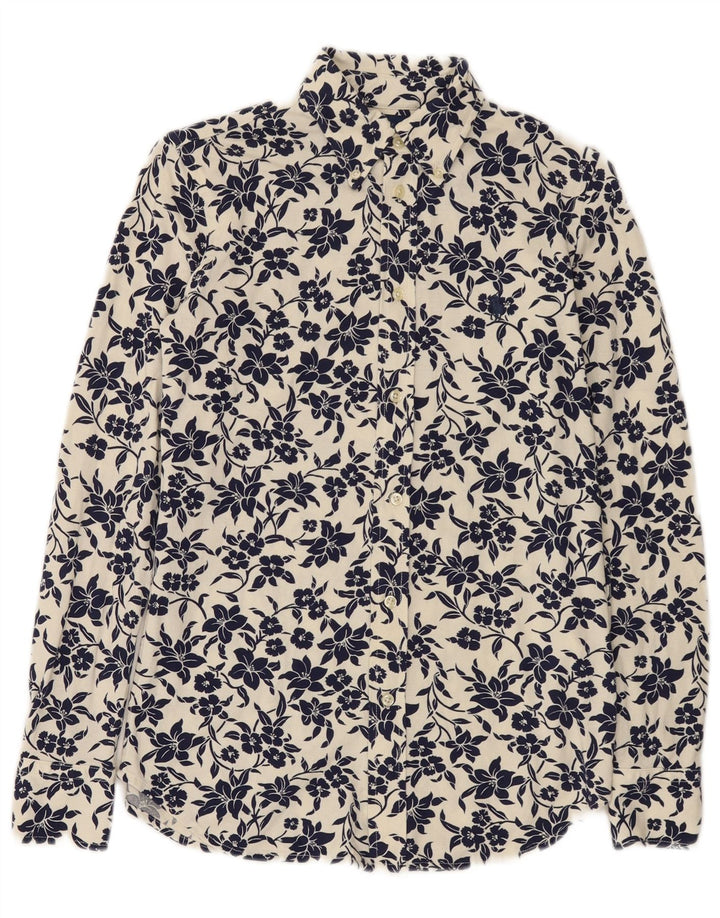 Ralph Lauren Herren-Hemd, klein, weiße Baumwolle mit Blumenmuster