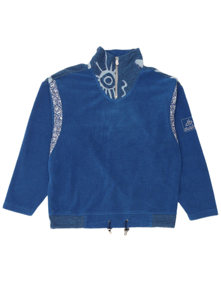 Dubin Herren-Fleecepullover mit Reißverschluss am Hals, IT 52, großes, blaues, geometrisches Polyester