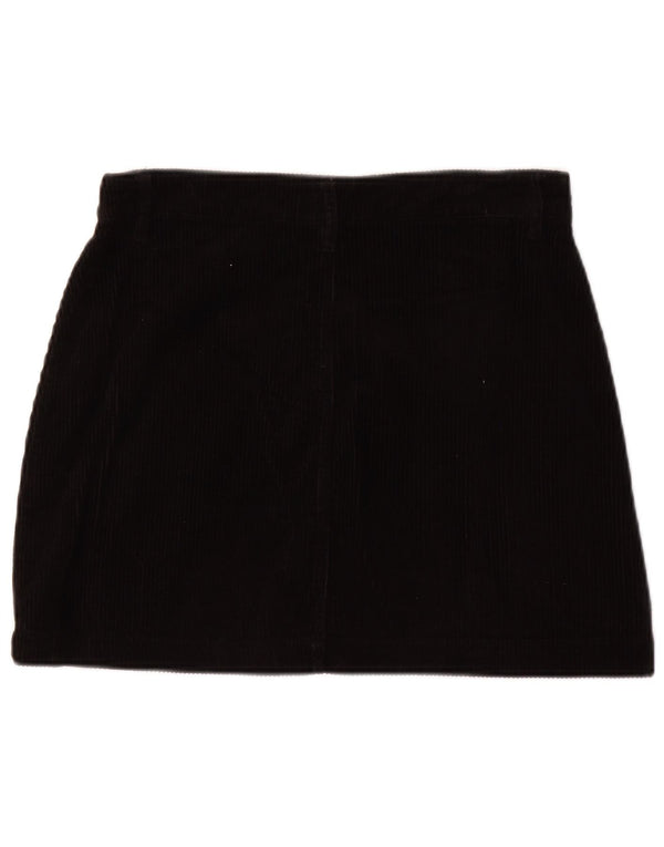Topshop Damen Cordrock UK 10 Small W30 Schwarze Baumwolle