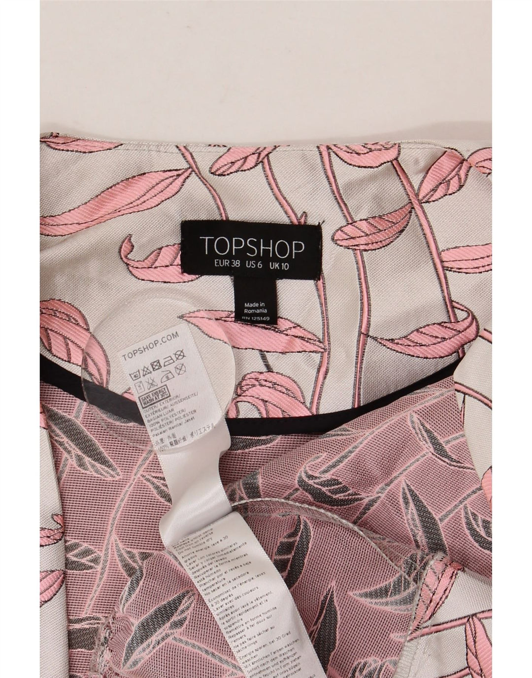 Topshop Womens Crop Abstract Pattern Shirt Bluse UK 10 Small Weiß