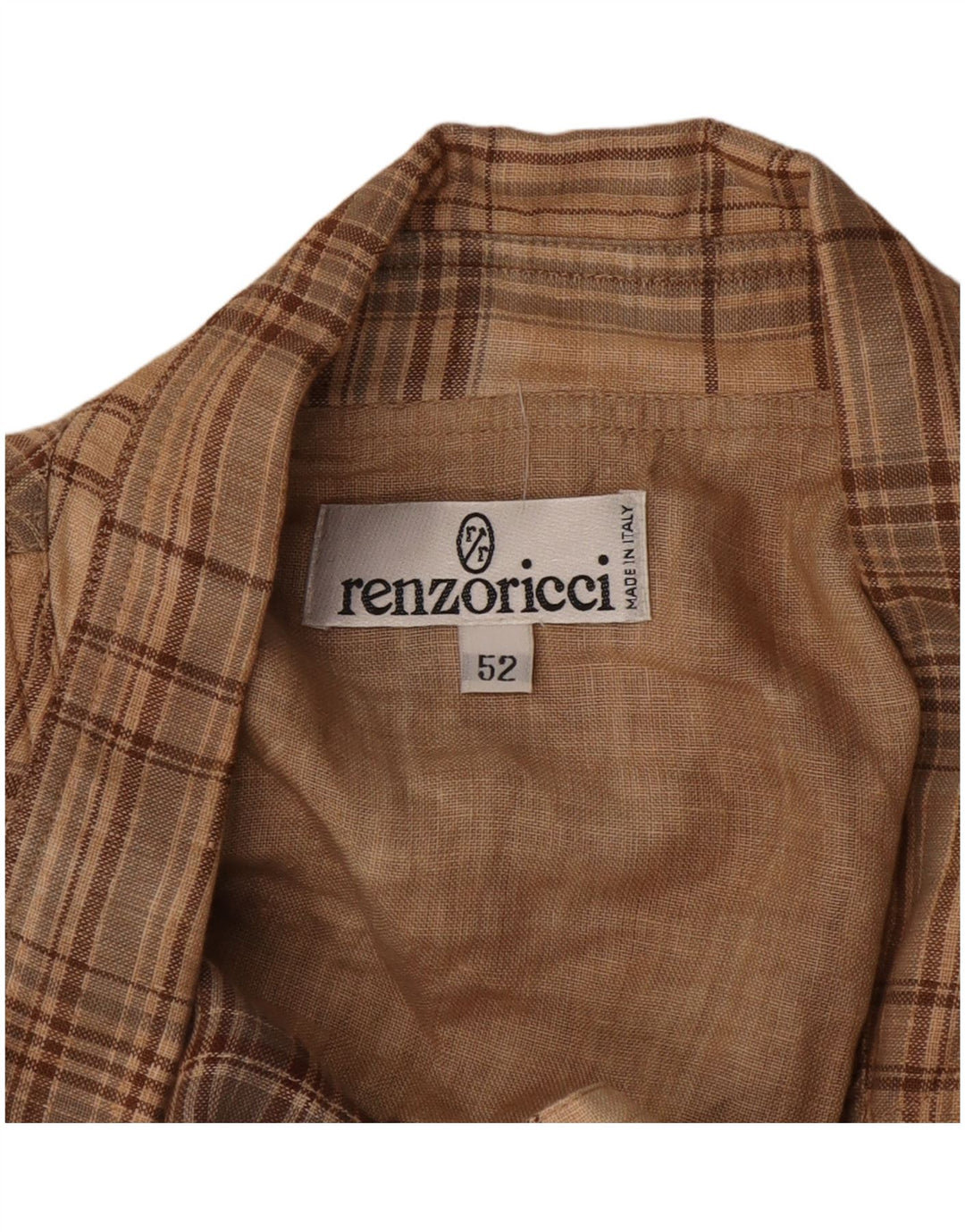 Vintage Herren 3-Knopf-Blazerjacke IT 52 XL Beige kariert