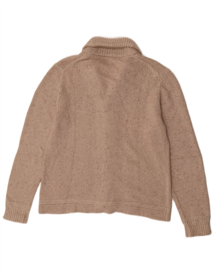 Lee Herren-Cardigan-Pullover aus mittelbeiger, gesprenkelter Baumwolle