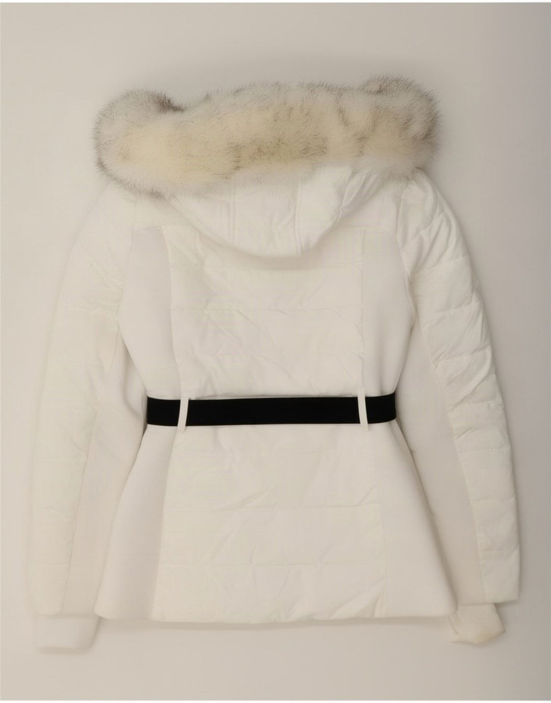 Michael Kors Wattierte Damenjacke mit Kapuze, UK 10, Größe S, Weiß, Polyester