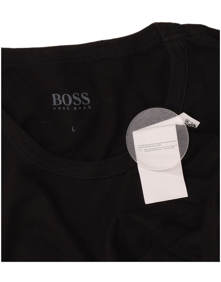 Hugo Boss Herren T-Shirt Top Large Schwarz Baumwolle