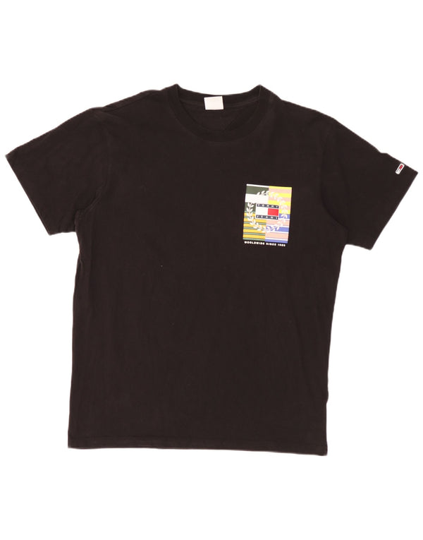 Tommy Hilfiger Herren Grafik T-Shirt Top XL Schwarz Baumwolle