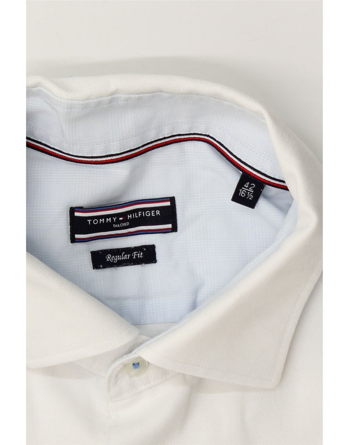 Tommy Hilfiger Herren-Hemd in normaler Passform, Größe 42 16 1/2 Large Weiß