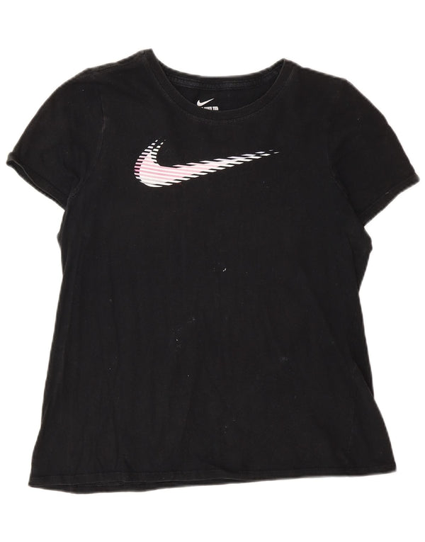 Nike Mädchen Athletic Cut Graphic T-Shirt Top 13–14 Jahre XL Schwarz Baumwolle