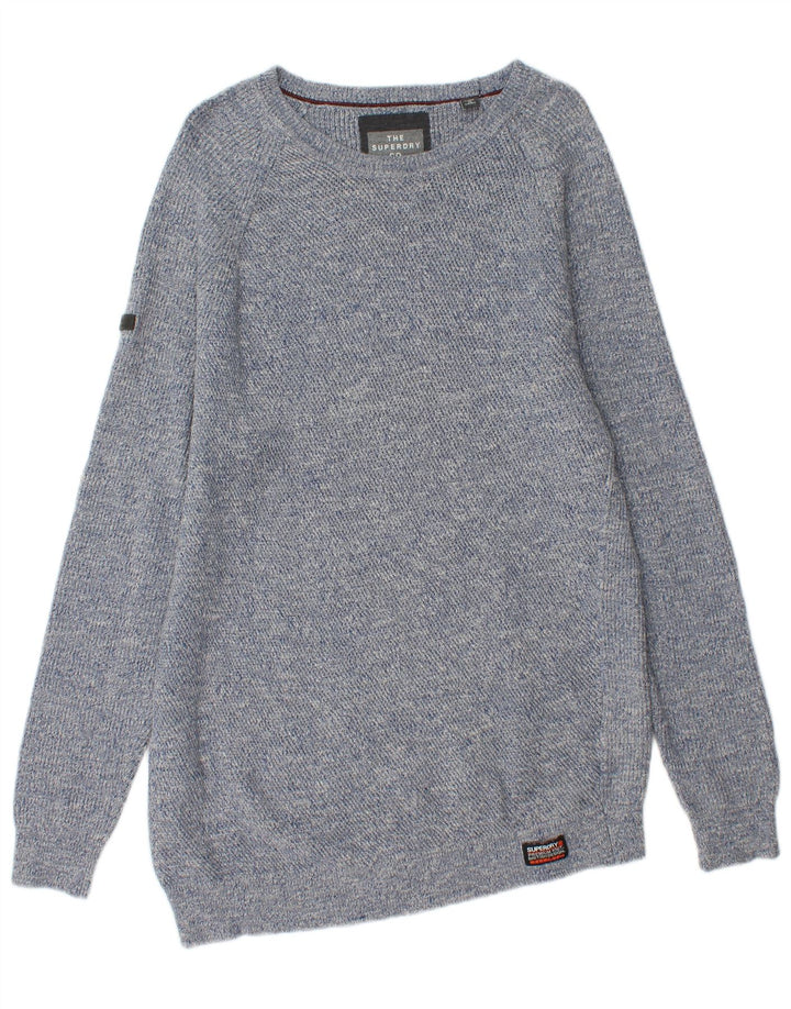 SUPERDRY Damen Longline-Pullover mit U-Boot-Ausschnitt, UK 20 2XL, blaue Baumwolle