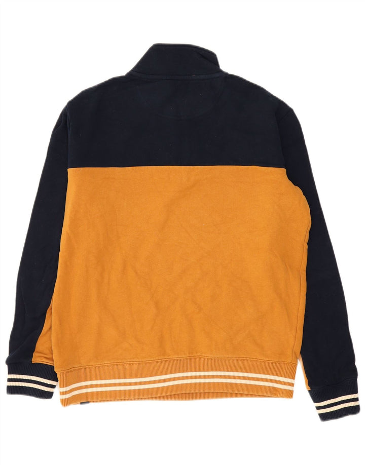Marks & Spencer Herren-Sweatshirt mit Reißverschluss am Hals, groß, gelb, Farbblock